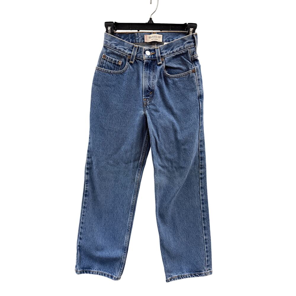 Levi's Girls Relaxed 550 Blue Jeans High Waist Cotton Size 12
